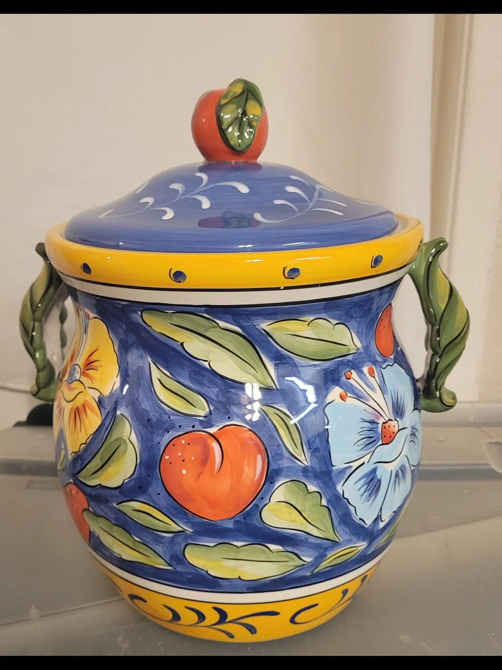 Clay Art Amalfi Hand Painted Ceramic Cookie Jar 14” NWOT